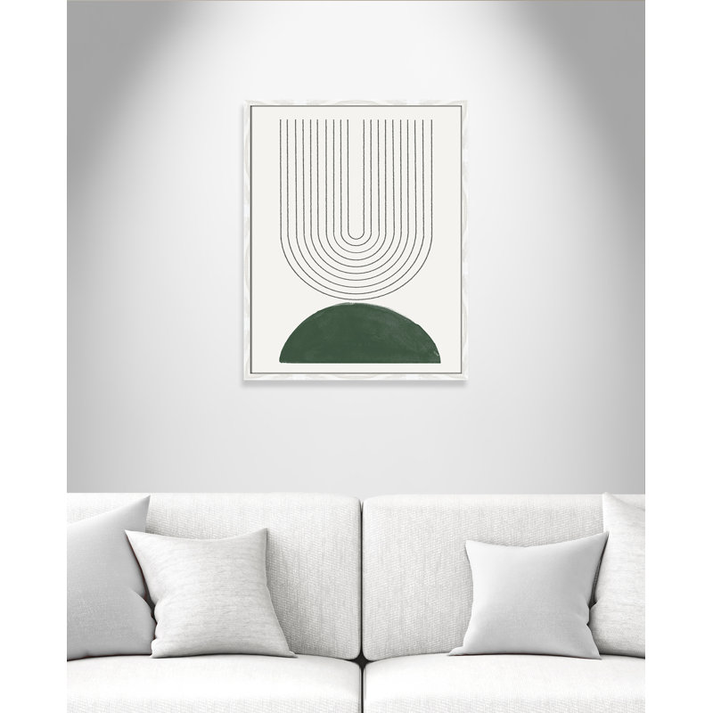 Imprimé n ° 5 vert Mid Century Modern par Miuus Studio, L 23,5 po x H 29,5 po, White Woodgrain, Framed Print