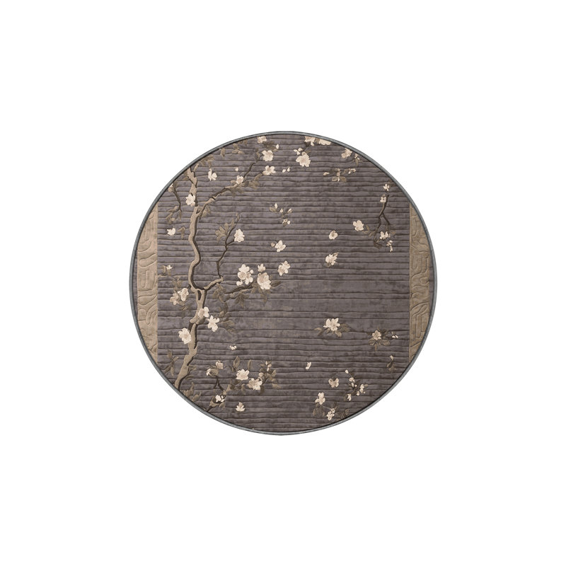 Machine Washable Gray Area Rug, Round 8'