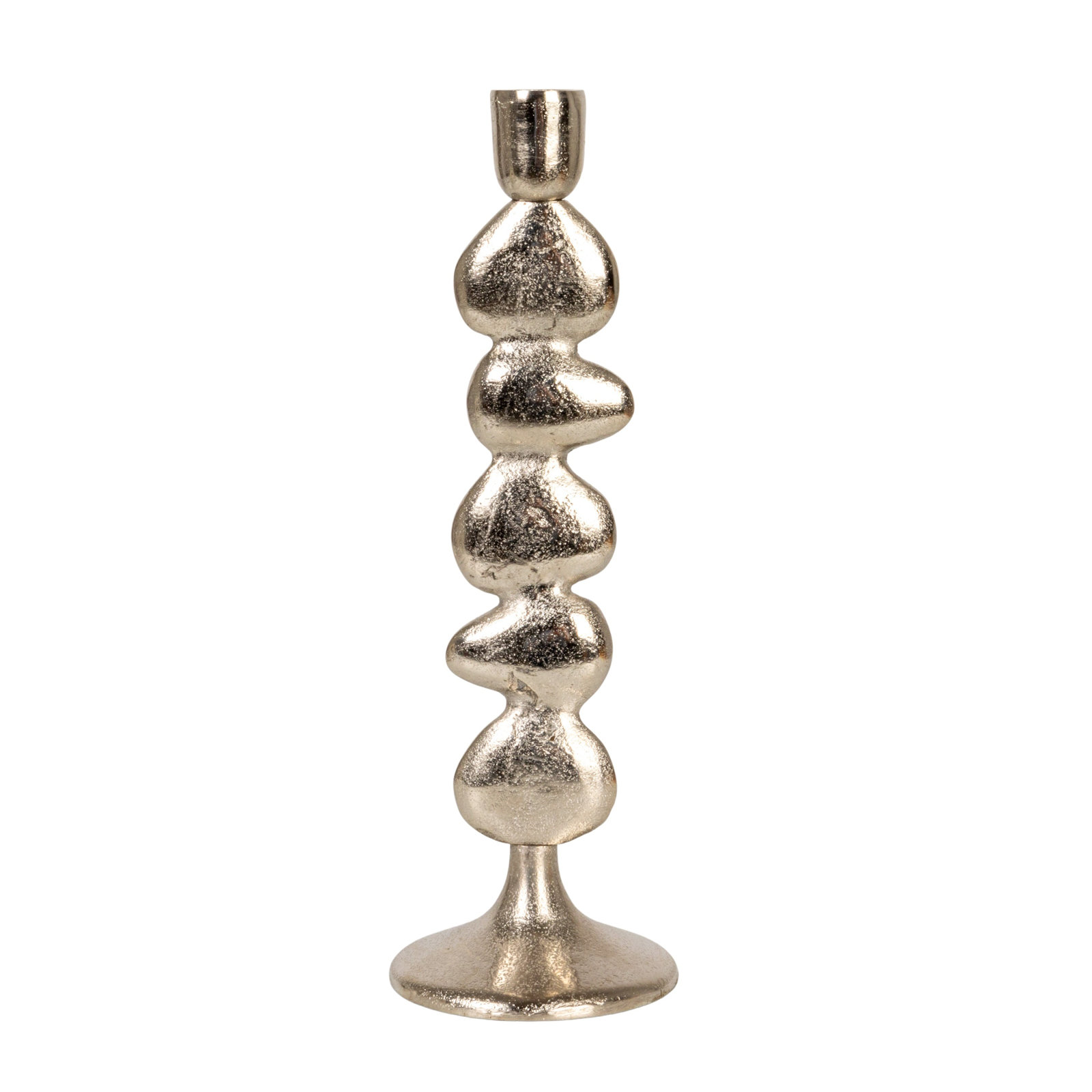 Cast Aluminum Stacked Taper Candle Holder, 11.5" H x 3.75" W x 3.75" D