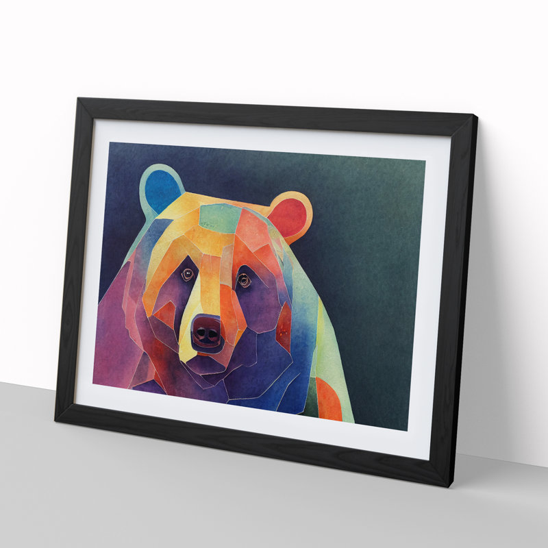 Bear In Watercolour Framed Print, Black, 46cm H x 64cm W x 2cm D