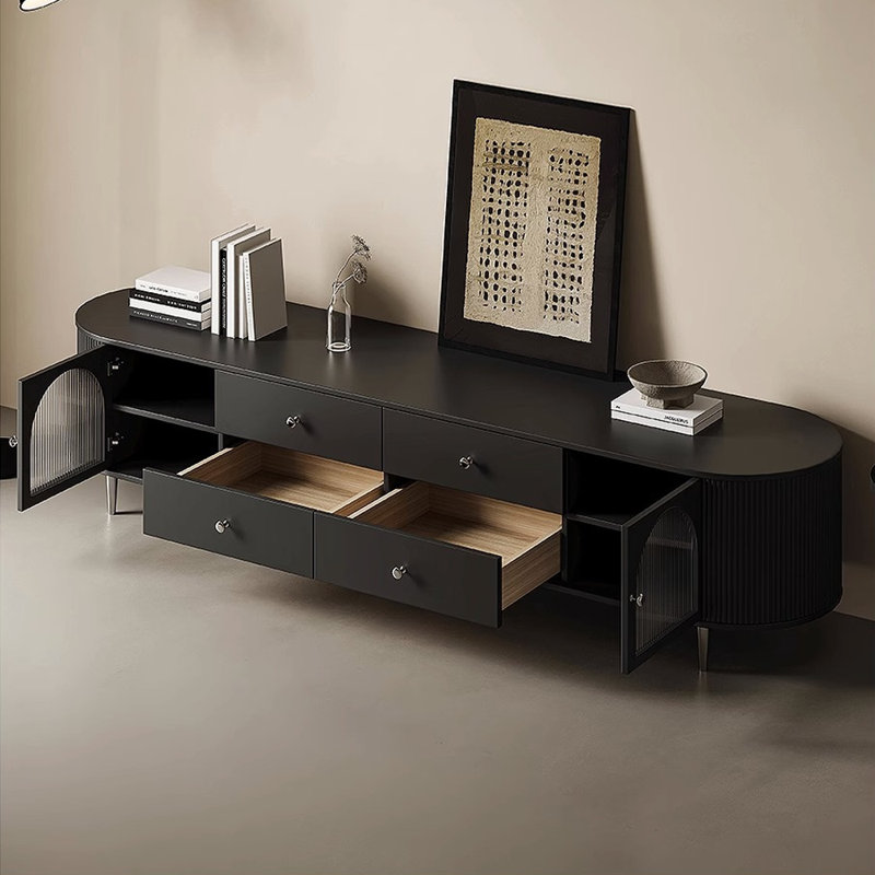 Meuble télé moderne et luxueux, 94.49", Noir, noir, noir, noir