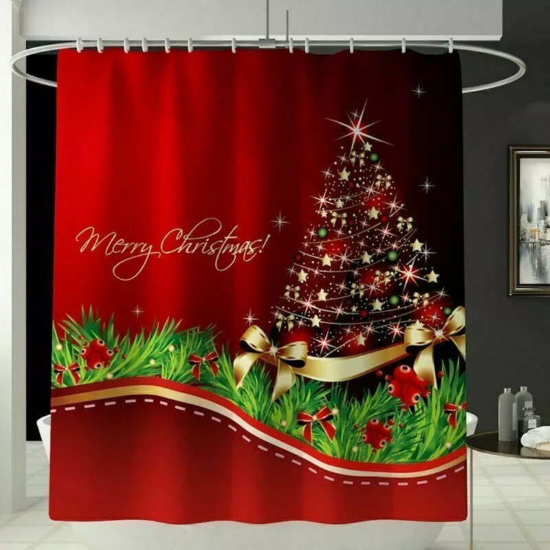 Ensemble de rideau de douche 4 pièces Merry Christmas