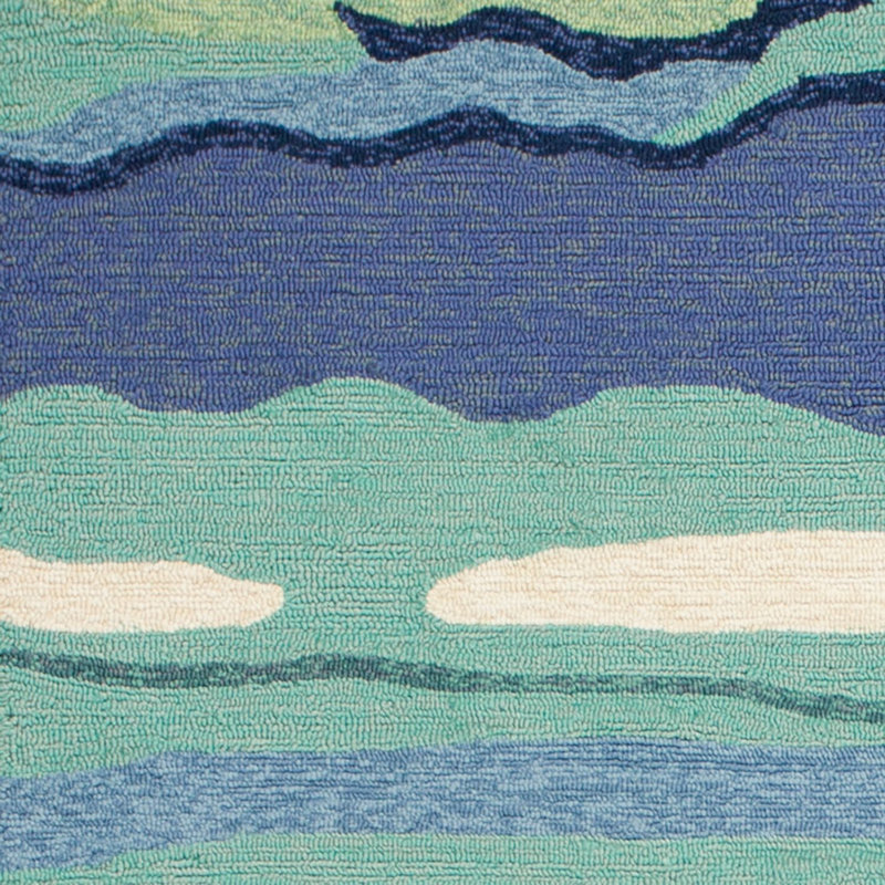 Tapis intérieur / extérieur bleu océan en polypropylène 7 pi 6 po Abstract