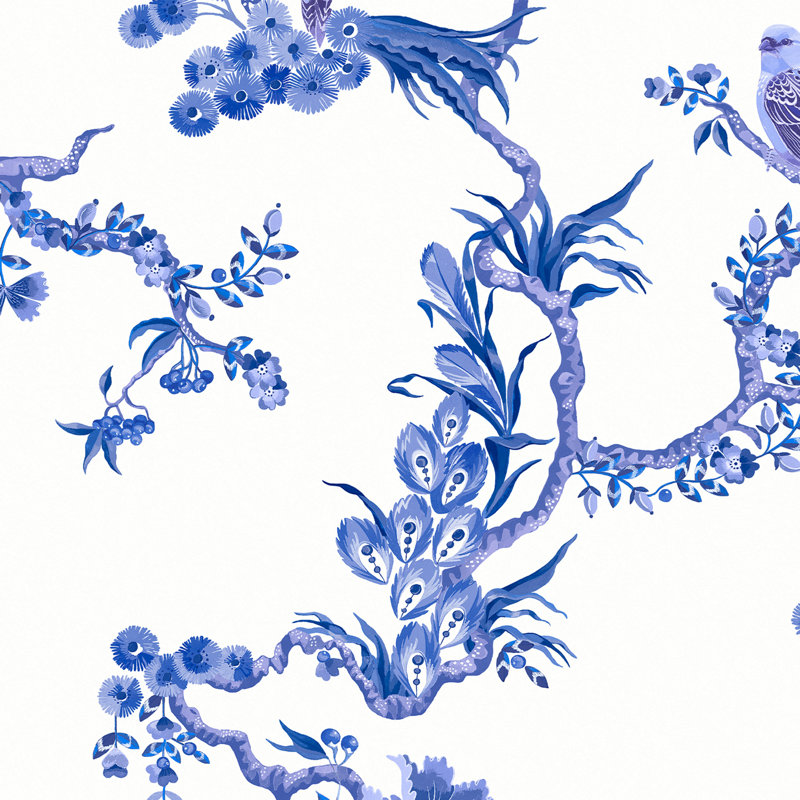 Cath Kidston Birds & Berries Navy Wallpaper, Blue