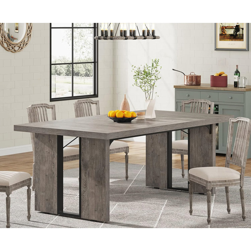 Table de salle à manger de style campagnard rustique, Gris