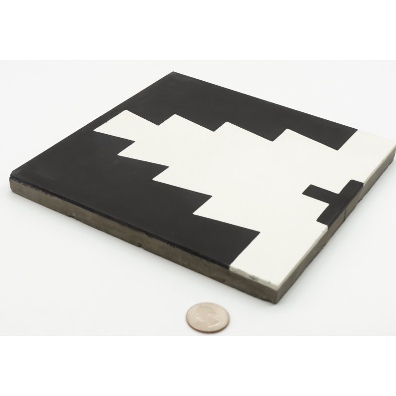 Midar 8" x 8" Wall & Floor Tile, Black/White