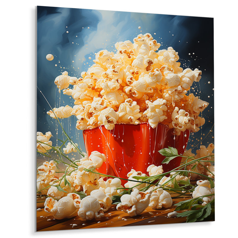 Carnival Kernels Bright Pop Corn Fiesta I - Art mural en métal Popcorn, H 20 po x l 12 po x P 1 po