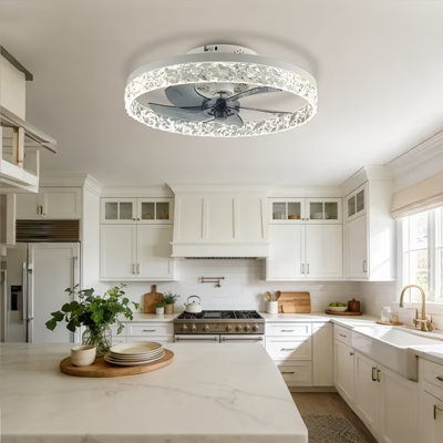 20" Low Profile Ceiling Fans with LED Lights, Flush Mount Modern Ceiling Fan and Remote Control, Stepless Dimmable 3 Colours and 6 Speeds. for Bedroom, Dining Room