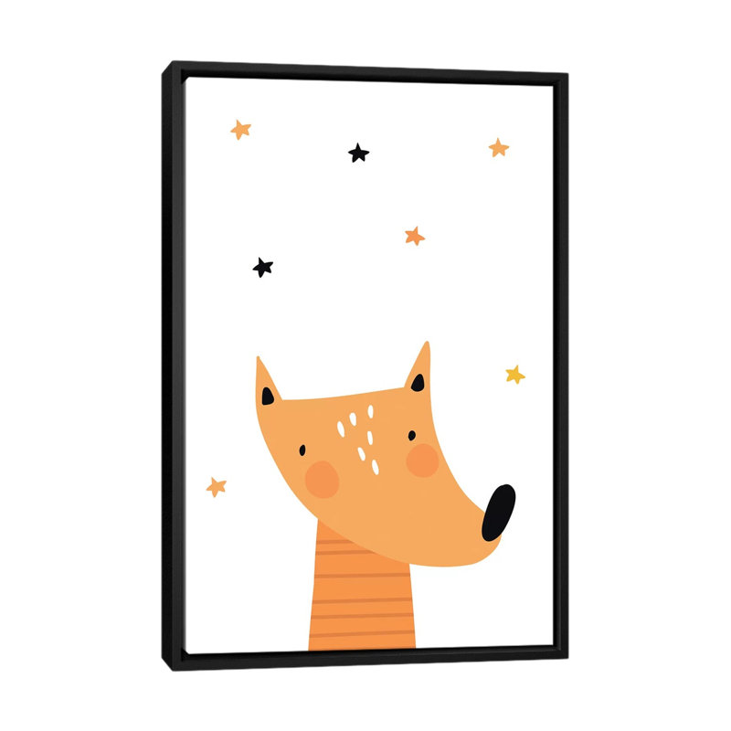 Renard - impression d'art graphique, Pas de tapis, H 60 po x l 40po x P 1,5 po, Toile avec cadre noir