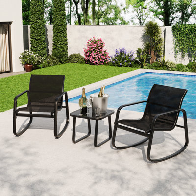 Comfortable Rocking Patio Bistro Set - 3-Piece Outdoor Furniture