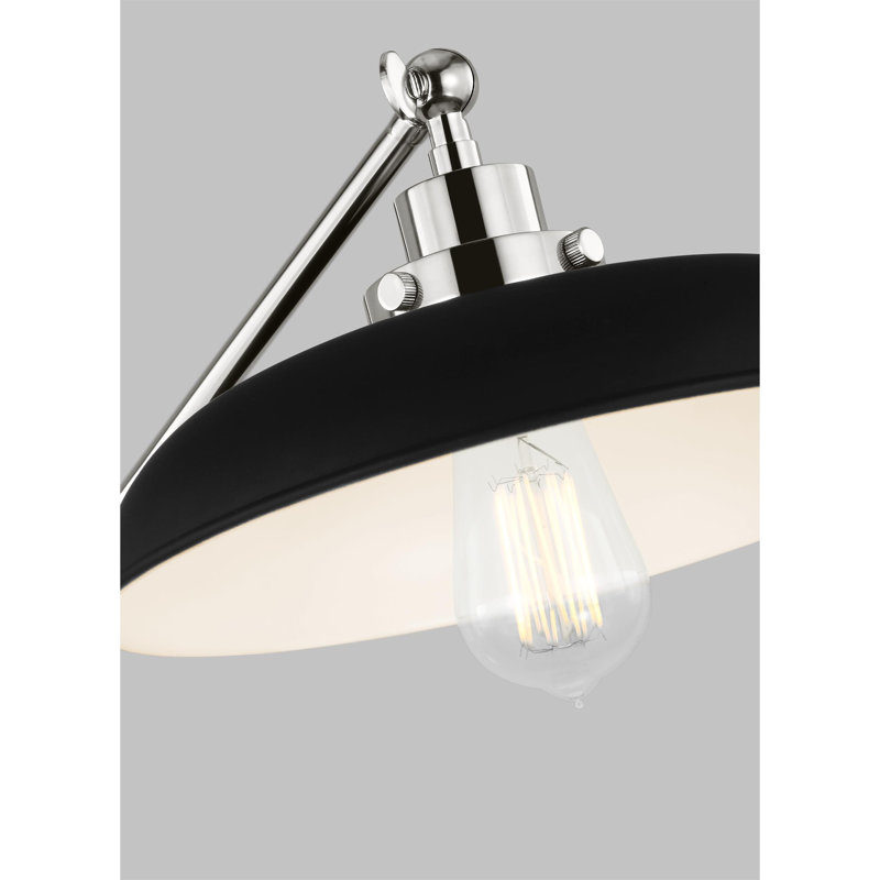Walter 46'' Task Floor Lamp with Outlet, Polished Nickel, Midnight Black