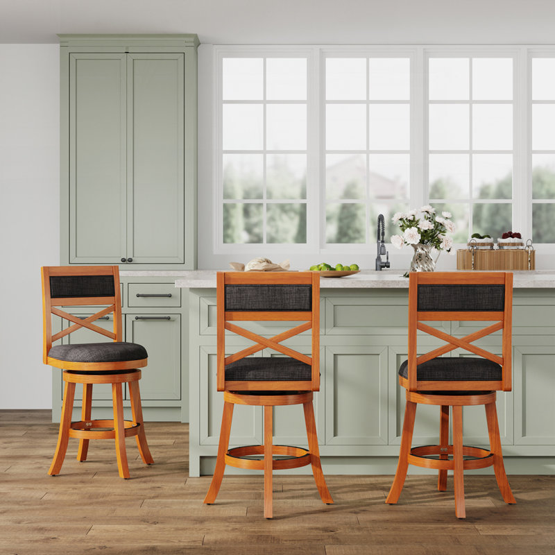 Tabouret pivotant à hauteur de comptoir, Gris, Naturel