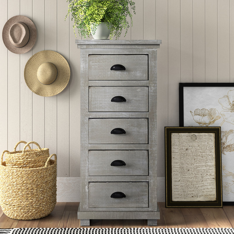 Tripp 24'' W 5 - Drawer Dresser, Gray Chalk