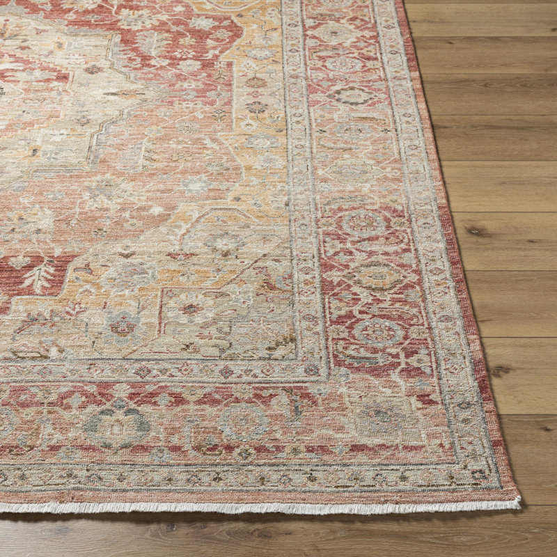 Khorasan Hand Knotted Wool Abstract Area Rug in Tan, Rectangle 6' x 9'