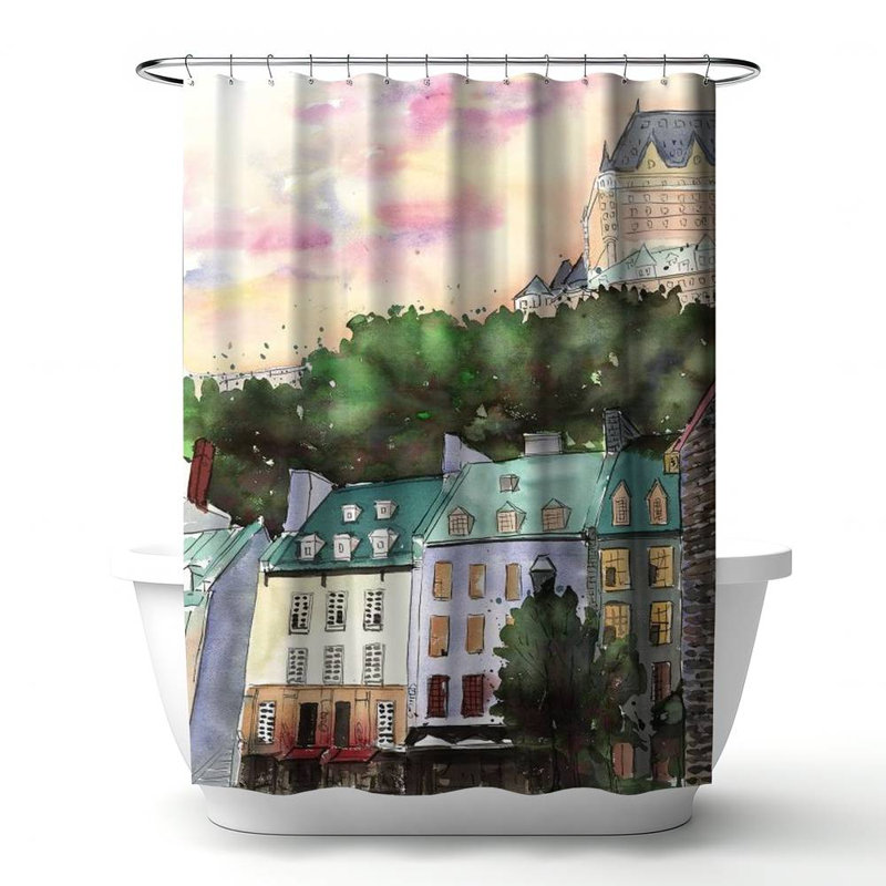 Shower Curtain PL1 – Polyester Shower Curtain, Dye Sublimation Print, 71" W × 74" L