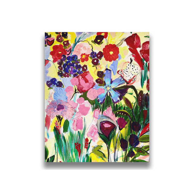 Jardin floral III par JD Studio, H 8 po x l 10 po x P 1,5 po, Canevas, Pas de tapis