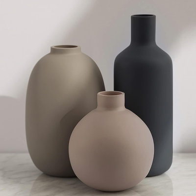 Set Of 3 Ceramic Farmhouse Vases