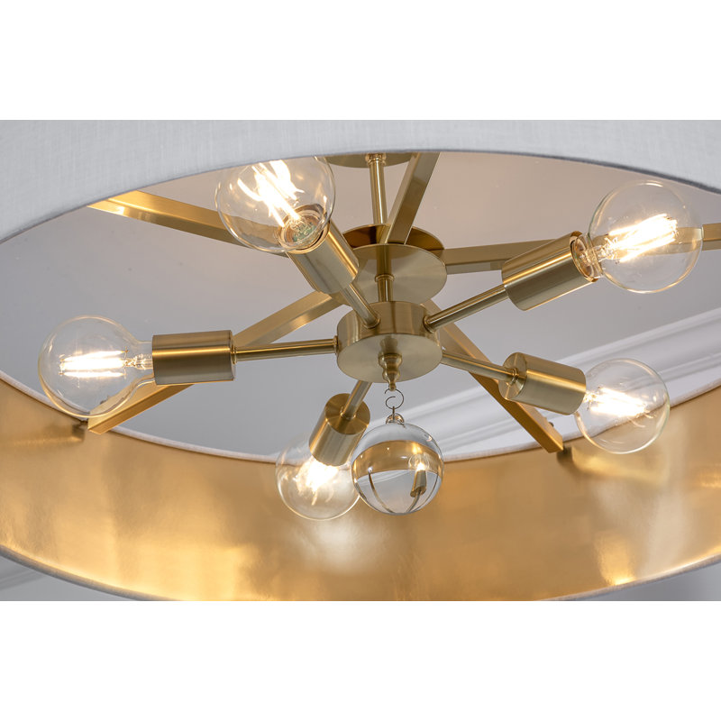 Luminaire suspendu Woodvale - 30 po, Laiton satiné, Blanc / doré