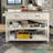 Stainless Steel Table Top White Kicthen Cart With Two Drawers