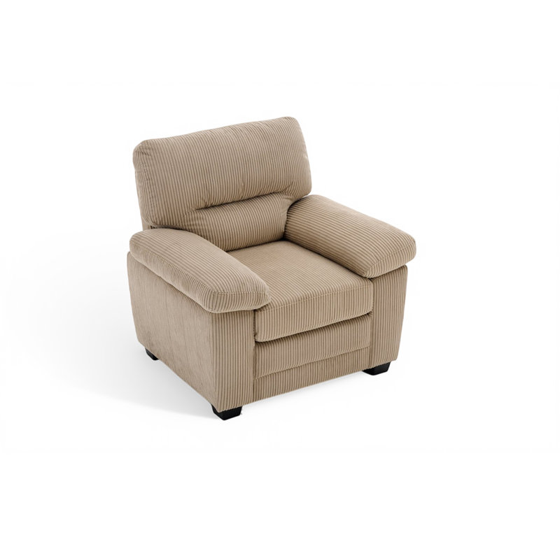 Upholstered Corduroy Armchair, Beige