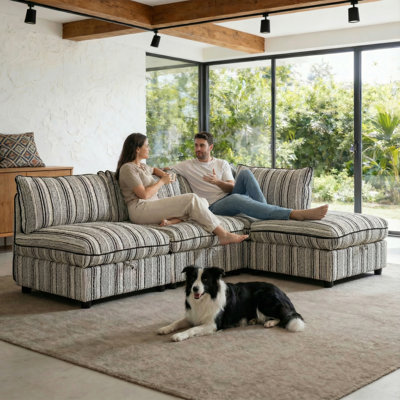 Canapé d'angle modulaire Nimbus avec pouf de rangement