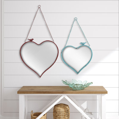 2 Piece Heart-Shaped Mirror Set