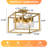 4-Light Antique Brass Semi-Flush Mount Ceiling Light With Clear Glass Shades, Modern Geometric Square Cage Design For Bedroom Hallway Kitchen, E12 Base UL Listed, 15 Inch