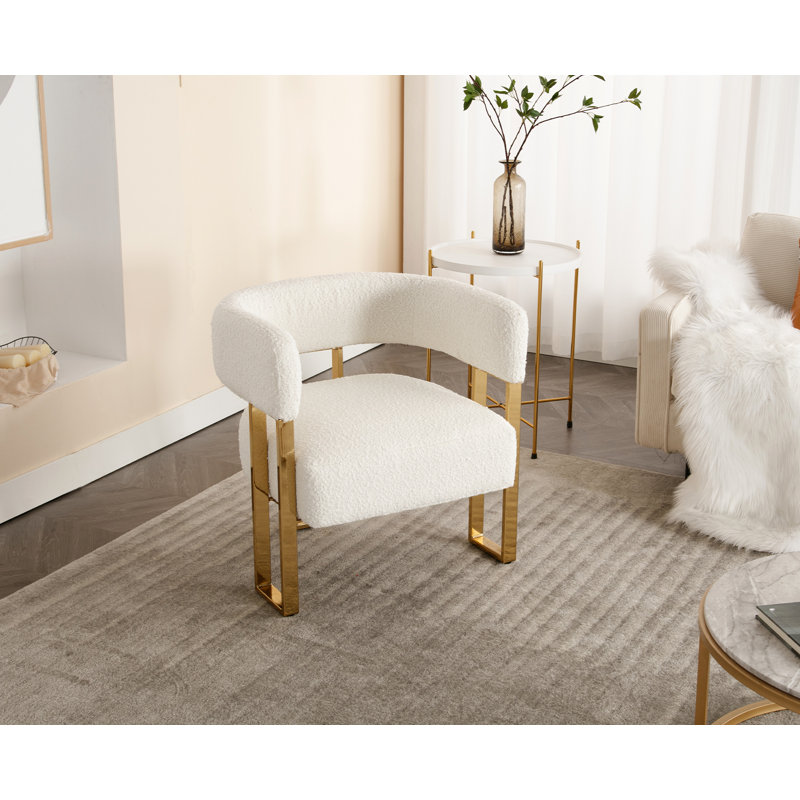 Fauteuil demi-tonneau de 27,25 po Nyjee, Polyester blanc