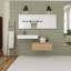 Meuble-lavabo mural 30 po avec lavabo en résine gauche et tiroir à fermeture en douceur