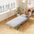  "31.5" convertible chair bed with adjustable backrest, tri-fold sofa bed with steel frame, light grey"