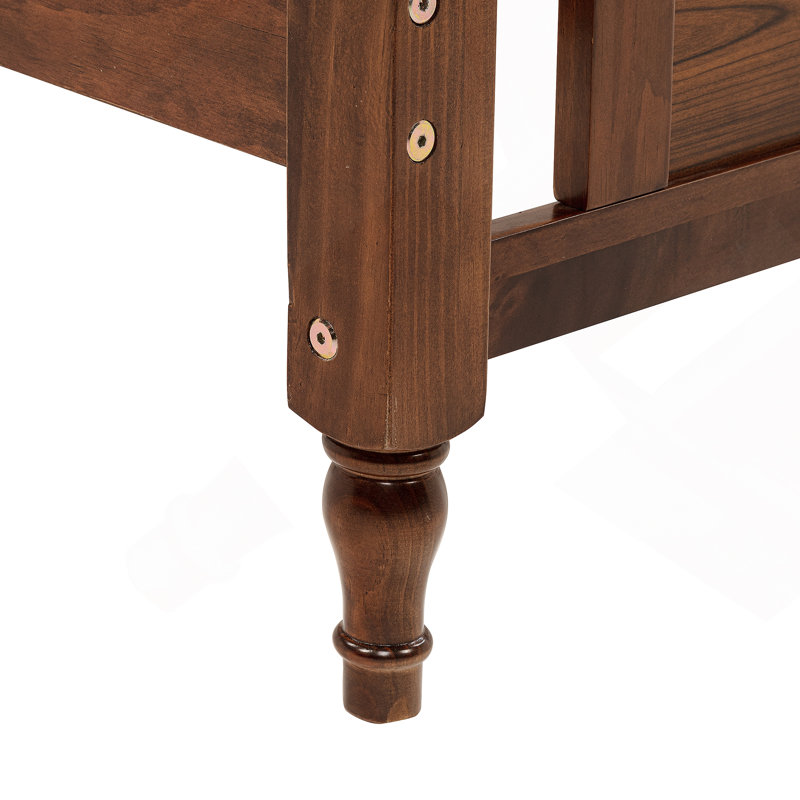 Lit en bois de pin avec tête de lit tapissier et pied de lit à panneau, avec deux pieds de support de rail de lit et des pieds de support de plateforme centrale,