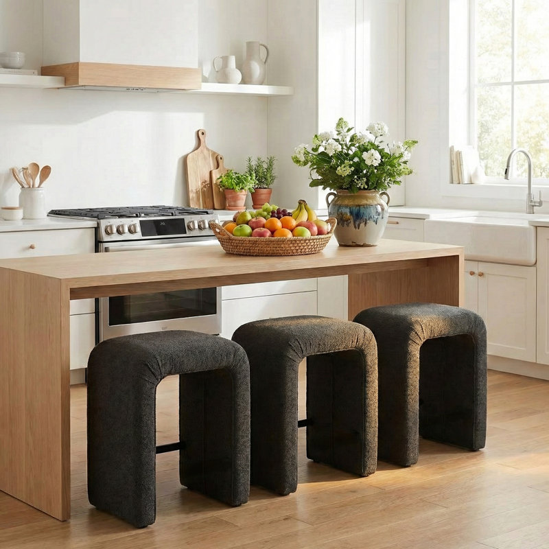 Berik 3-Piece Upholstered Counter Stool Set, 3, Palladian Charcoal