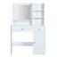 Coiffeuse en bois blanc avec miroir et 3 modes d'éclairage: plateau en verre et station de charge: l 35,4 po x P 15,7 po x H 53,9 po