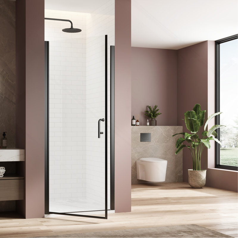 Versatile Pivot Shower Door With Advanced Sealing And Space Optimization, Black