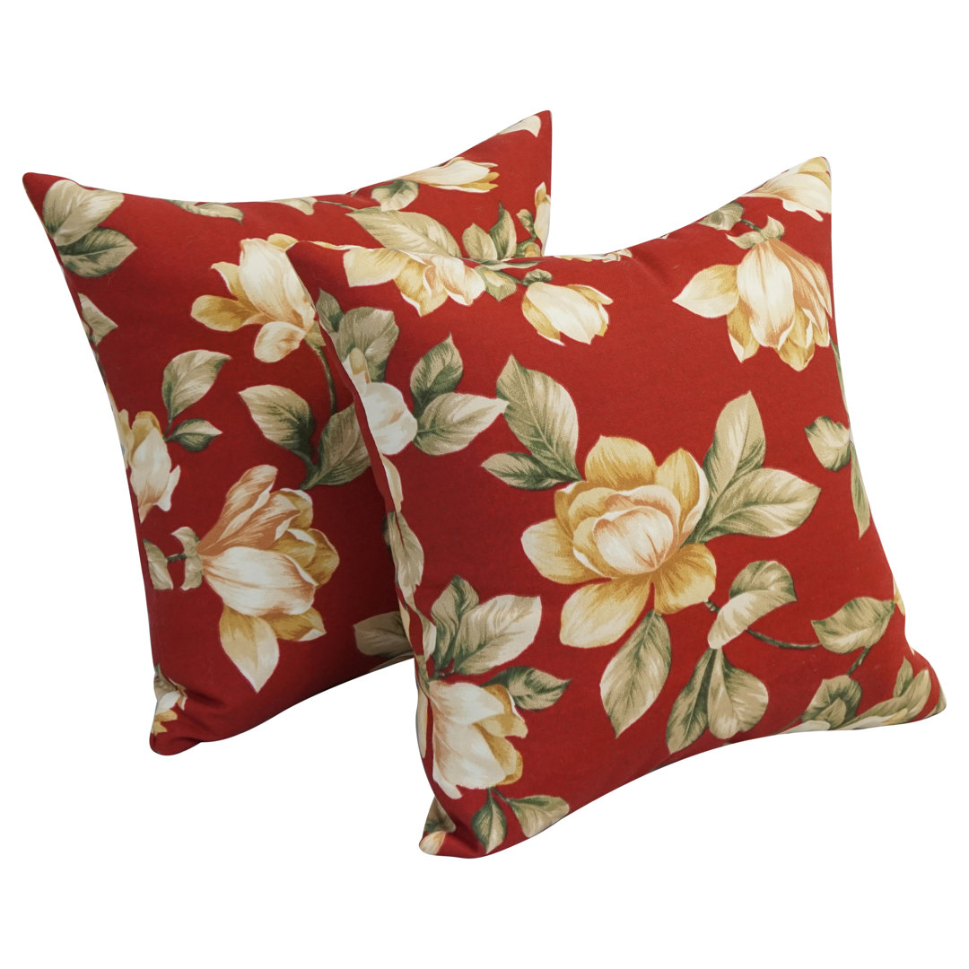 Outdoor Cushion Collection Indoor/Outdoor Floral Throw Pillow (Set of 2) Blazing Needles