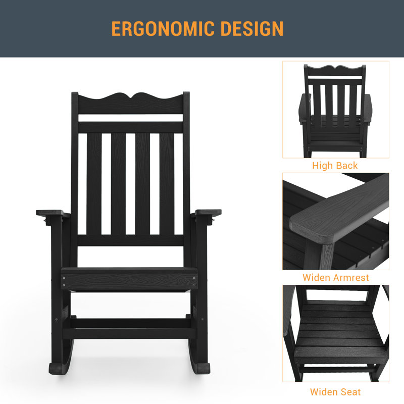Chaise Adirondack berçante Juulia, Noir