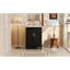 Meuble-lavabo moderne de 24 po avec lavabo supérieur, structure en bois massif et grand rangement, armoire rectangulaire noire pour planches de design, style rétro, deux portes, rangement idéal
