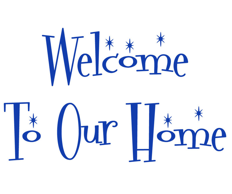 Décalcomanie murale "welcome to the home", Bleu foncé, H 14,5 po x l 24 po x P 0,01 po
