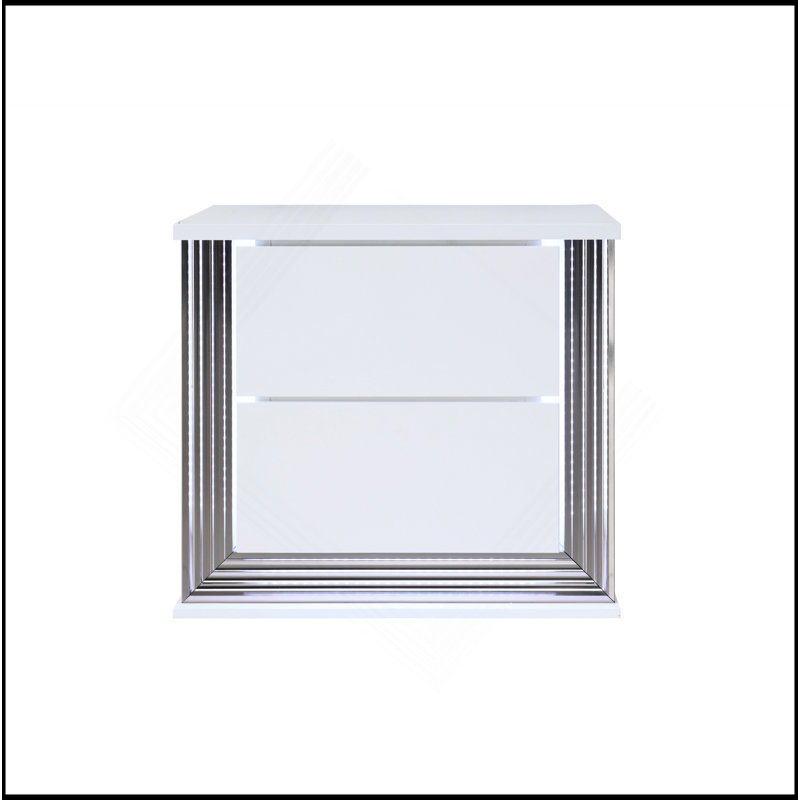 MOON SMOOTH WHITE NIGHTSTAND WITH LED