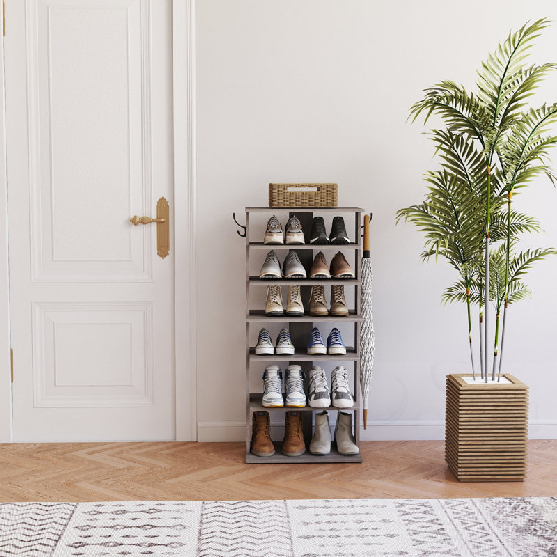 Range-chaussures à 7 niveaux avec crochets, Grey