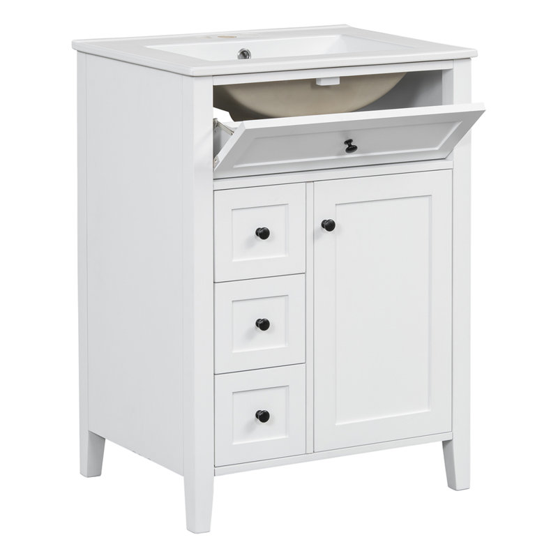 Meuble-lavabo moderne avec rangement spacieux et fabrication durable, parfait pour les petites et moyennes salles de bain