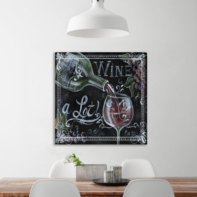 « tableau noir wine : a lot », reproduction sur toile tendue