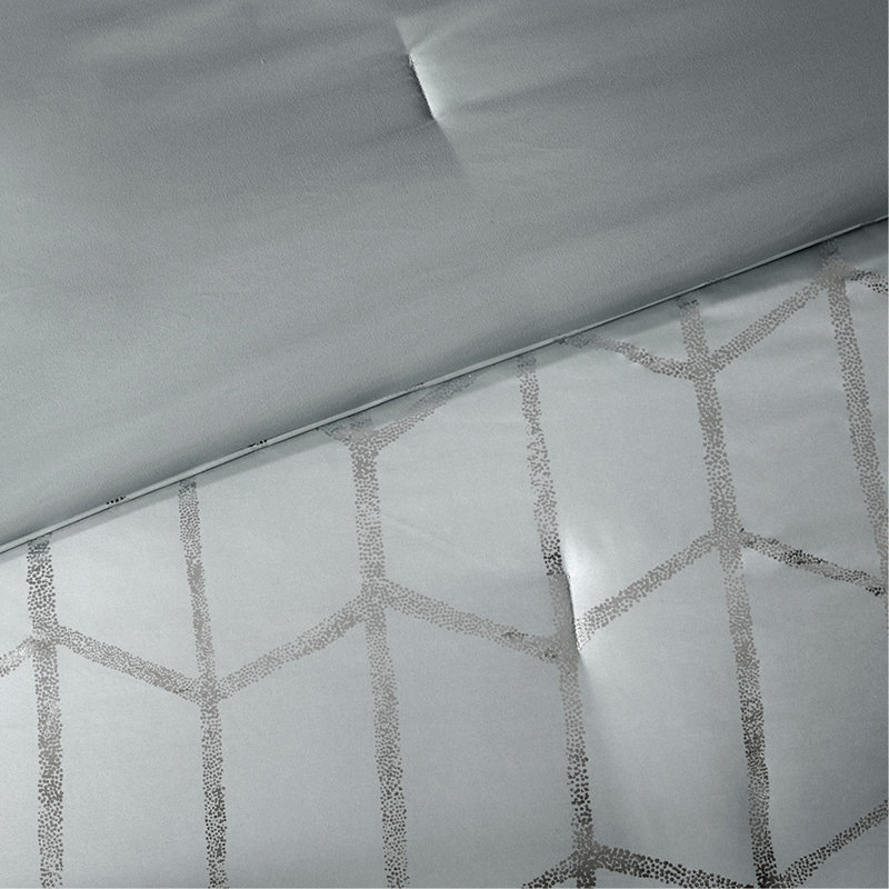 Ensemble d'édredon simple / simple TG, Édredon pour lit simple / simple TG + 4 pièces s, Gris/argent, À rayures