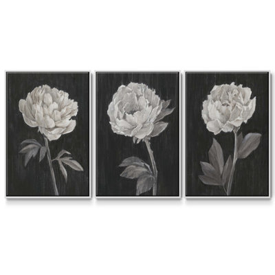 Fleurs noires et blanches I 3 pièces