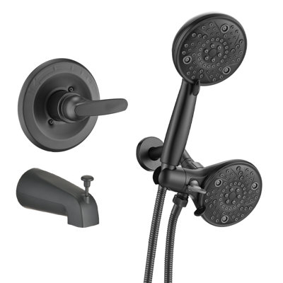 Replacement 5" Dual Shower Combo Faucet Tub Trim Kit For Delta 13/14 Series, High Pressure Round Rain Shower Head& Handheld Set Faucet System