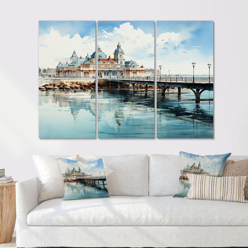 Pitzer - Coastal Pier, ensemble d'art sur toile, Toile tendue, H 32 po x l 48 po x P 1 po