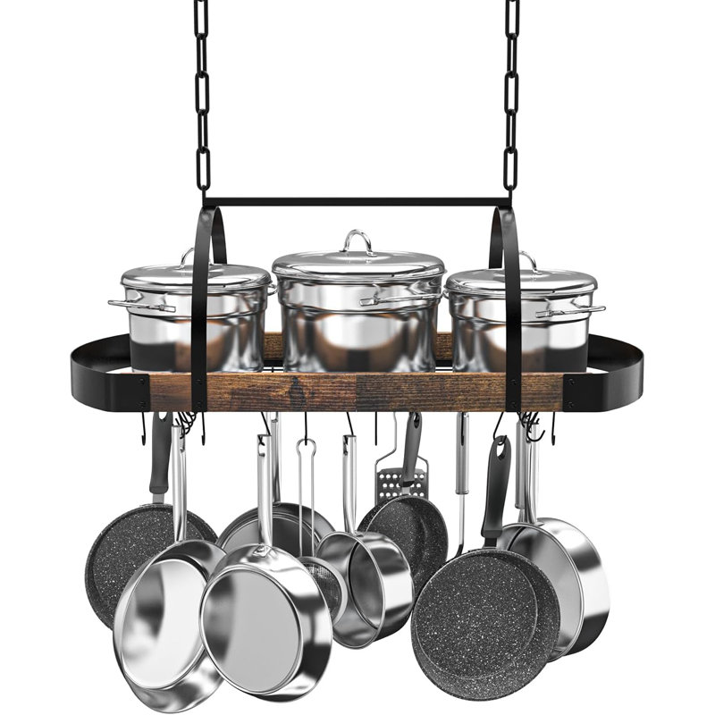 Hanging Pot Rack,32-Inch Ceiling Pot Rack With 16 Detachable S Hooks