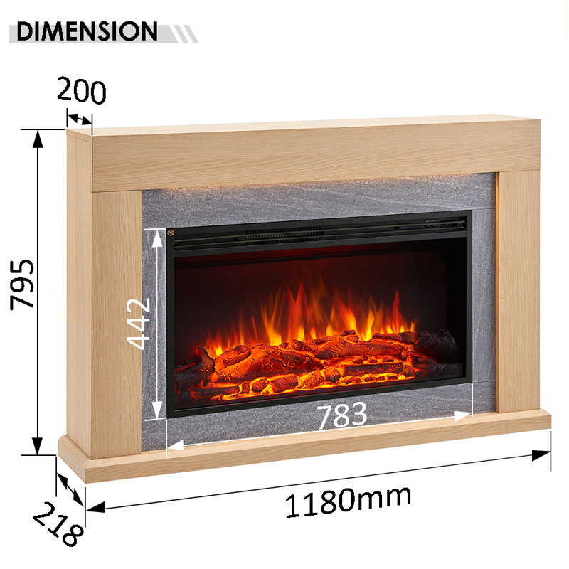FLAMME Madura Electric Fireplace with surround with 2kW Fireplace Heater Espresso Oak Multiple Colours Available, Natual Oak