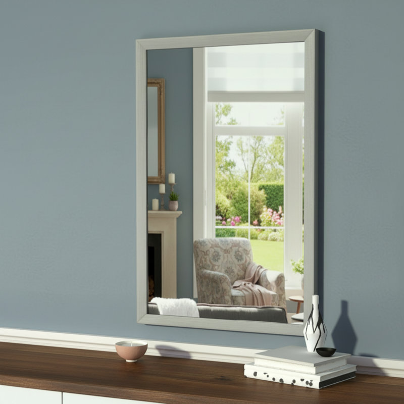 Standard Nickel-Plated Rectangular Wall-Mounted Mirror