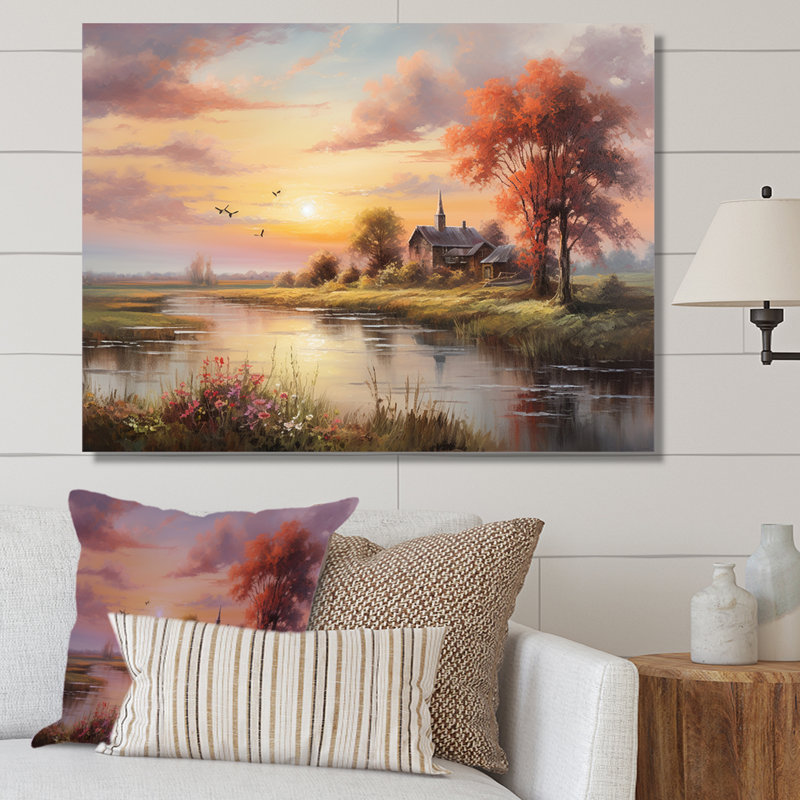 «Sunrise Autumn Country Panorama I», reproduction sur toile, Toile tendue, H 30 po x l 40 po x P 1,5 po